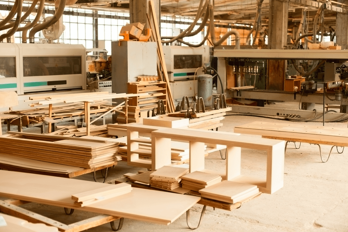 Advanced furniture production line with laser cutting machinery